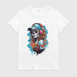 Женская футболка хлопок Девушка калавера