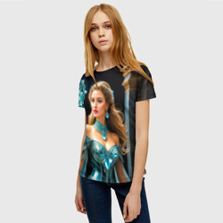 Женская футболка 3D Девушка в хрустальном платье - фото 2