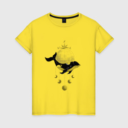 Кит и космос – Женская футболка хлопок с принтом купить со скидкой в -20%