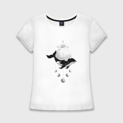 Женская футболка хлопок Slim Кит и космос