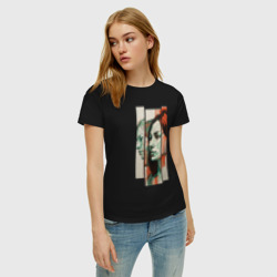 Женская футболка хлопок Рисованный портрет девушки: арт нейросети - фото 2