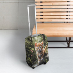 Чехол для чемодана 3D Рыжий кот в лесу - фото 2