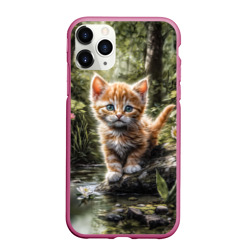 Чехол для iPhone 11 Pro Max матовый Рыжий кот в лесу