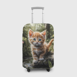 Чехол для чемодана 3D Рыжий кот в лесу