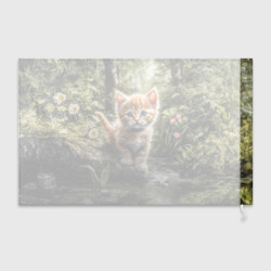 Флаг 3D Рыжий кот в лесу - фото 2