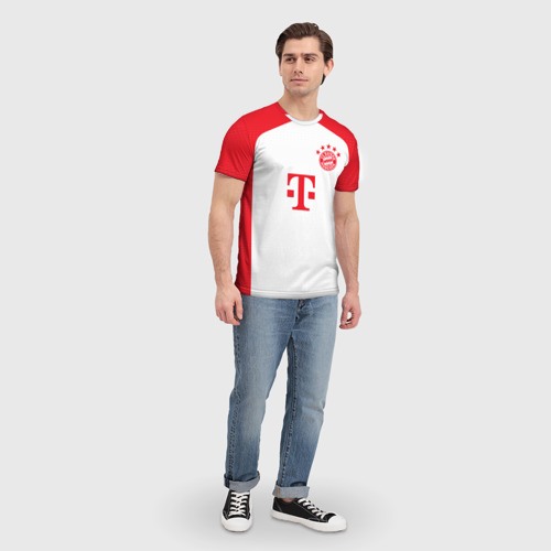 Мужская футболка 3D Харри Кейн Бавария Мюнхен форма 23-24 домашняя, цвет 3D печать - фото 5