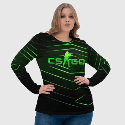 Женский лонгслив 3D CS GO  dark green , цвет 3D печать - фото 6