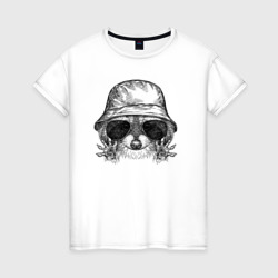 Енот на стиле – Женская футболка хлопок с принтом купить со скидкой в -20%