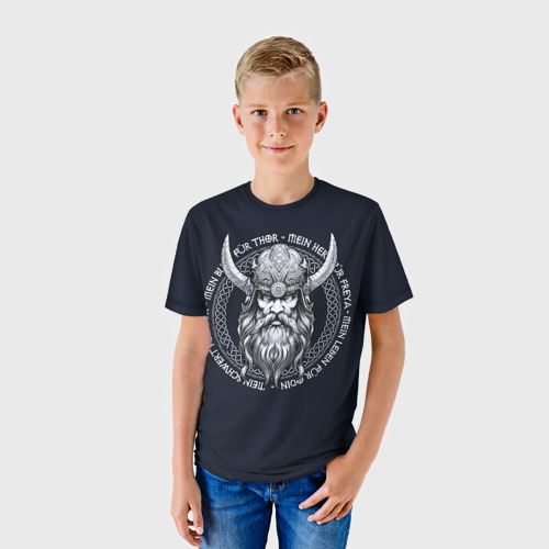 Детская футболка 3D с принтом Берсерк древний скандинавский воин, фото на моделе #1