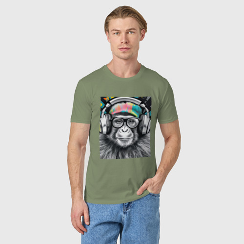 Мужская футболка хлопок Обезьяна в тренде, цвет авокадо - фото 3