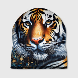 Шапка 3D Портрет тигра с синим и золотым