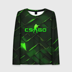 Женский лонгслив 3D CSGO green  abstract elements