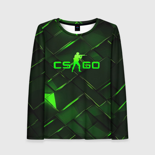 Женский лонгслив 3D CSGO green  abstract elements, цвет 3D печать