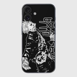 Чехол для iPhone 16 силиконовый с защитой камеры Сатору годжо - безумие