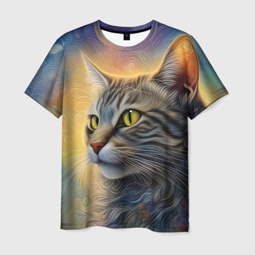 Мужская футболка с принтом Волшебный котэ, вид спереди №1