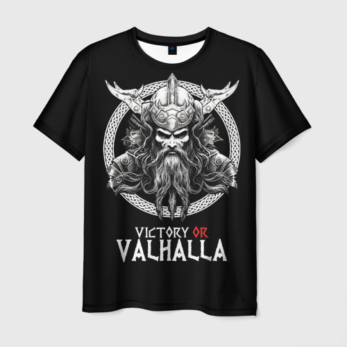 Мужская футболка с принтом Победа или Вальхалла, вид спереди №1
