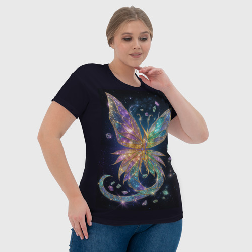 Женская футболка 3D с принтом Сверкающая бабочка, фото #4
