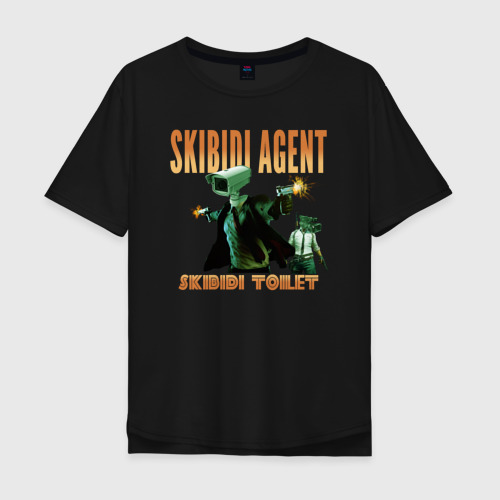 Мужская футболка хлопок Oversize с принтом Skibidi toilet agent, вид спереди #2
