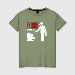 Женская футболка хлопок Скибиди туает битва