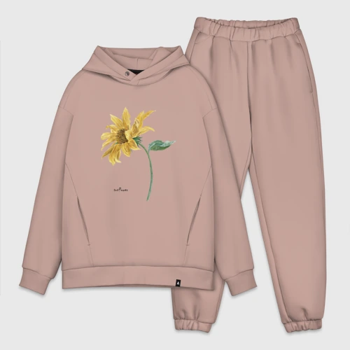 Мужской костюм oversize хлопок Подсолнух цветок солнце