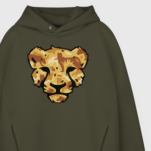Мужское худи Oversize хлопок Леопард в камуфляже, цвет хаки - фото 4