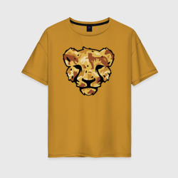 Женская футболка хлопок Oversize Леопард в камуфляже