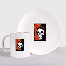 Набор: тарелка + кружка Punks skull