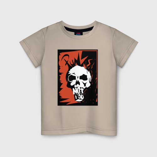 Детская футболка хлопок Punks skull, цвет миндальный