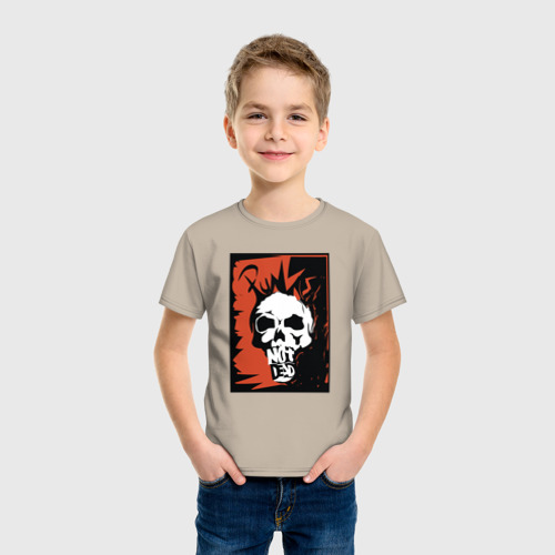 Детская футболка хлопок Punks skull, цвет миндальный - фото 3