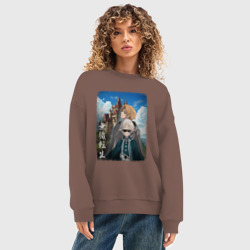 Женский свитшот oversize без начеса хлопок Реинкарнации безработного - 2 сезон - фото 2