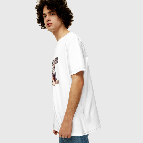 Мужская футболка хлопок Oversize Сильфиетта Грейрат - Реинкарнация безработного, цвет белый - фото 5