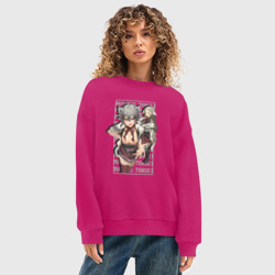 Женский свитшот oversize без начеса хлопок Риния и Пурсена - Реинкарнация безработного - фото 2