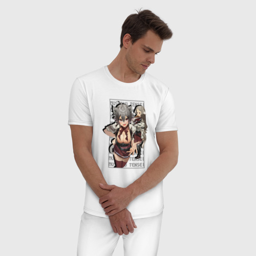 Мужская пижама хлопок Риния и Пурсена - Реинкарнация безработного, цвет белый - фото 3