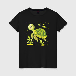 Green turtle – Женская футболка хлопок с принтом купить со скидкой в -20%