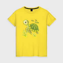 Женская футболка хлопок Green turtle