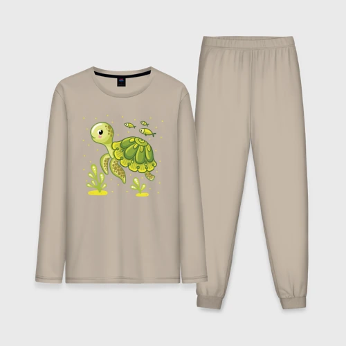 Мужская пижама с лонгсливом хлопок Green turtle