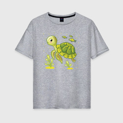 Женская футболка хлопок Oversize Green turtle