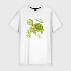 Мужская футболка хлопок Slim Green turtle