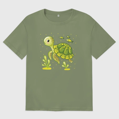 Мужская футболка хлопок Oversize Green turtle