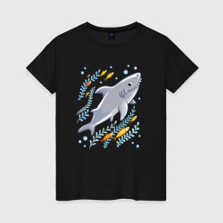 Женская футболка хлопок Приключения акулы