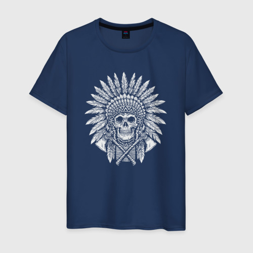 Мужская футболка из хлопка с принтом Мёртвый индеец, вид спереди №1