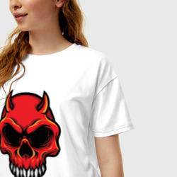 Женская футболка хлопок Oversize Red skull - фото 2