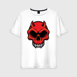 Женская футболка хлопок Oversize Red skull