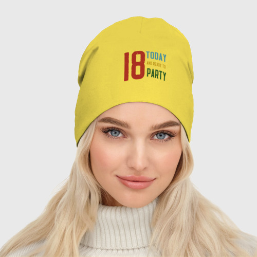 Женская шапка демисезонная 18 лет вечеринка начинается, цвет желтый - фото 3