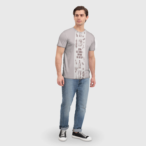 Мужская футболка 3D с принтом День без пива в стиле крафт, вид сбоку #3