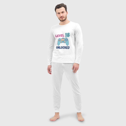 Мужская пижама с лонгсливом хлопок 18 уровень жизни, цвет белый - фото 3