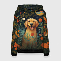 Женская толстовка 3D Голден ретривер в стиле Фолк Арт