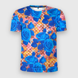 Мужская футболка 3D Slim Цветочный разноцветный узор с розами