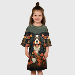 Детское платье 3D Бернский зенненхунд в стиле Фолк Арт - фото 2