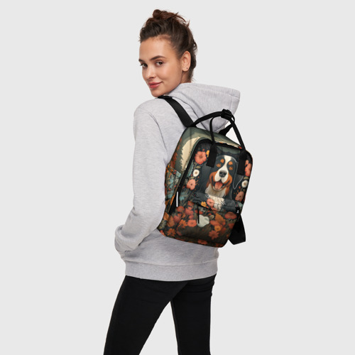 Женский рюкзак 3D Бернский зенненхунд в стиле Фолк Арт - фото 3